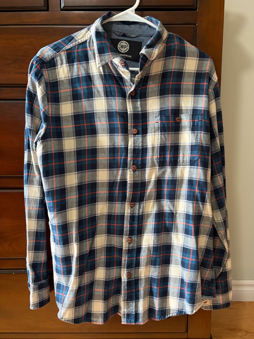Weatherproof Blue and Cream Plaid Button-Down Shirt - Men's